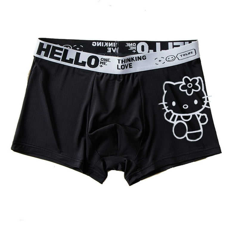 Loose Hello Kitty Panties Male Cartoon Pattern Shorts Pure Cotton Soft  Boxer Kawaii Boyfriend Underwear Briefs Clothes Gifts