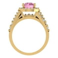 thumbnail image 4 of 2.32 ct Brilliant Round Cut Pink Zircon 18K Yellow Gold Halo Solitaire with Accents Engagement Bridal Wedding Ring Band Set size 10.25, 4 of 7