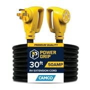 Camco PowerGrip Camper/RV 30-Foot Extension Cord | 50-Amp | Rated for 125/250 Volts/12500 Watts (55195)