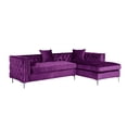 thumbnail image 2 of Chic Home Monet Velvet Modern Contemporary Button Tufted with Silver Nailhead Trim Silvertone Metal Y-leg Right Facing Sectional Sofa, Purple, 2 of 8