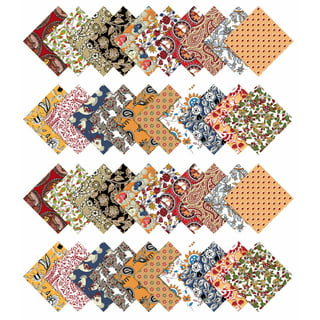 Chris.W 35Pcs Quilting Fabric Squares Sheets, 10x10 Cotton Craft Fabric  Bundle Patchwork Pre-Cut Quilt Squares for DIY Sewing Scrapbooking Quilting