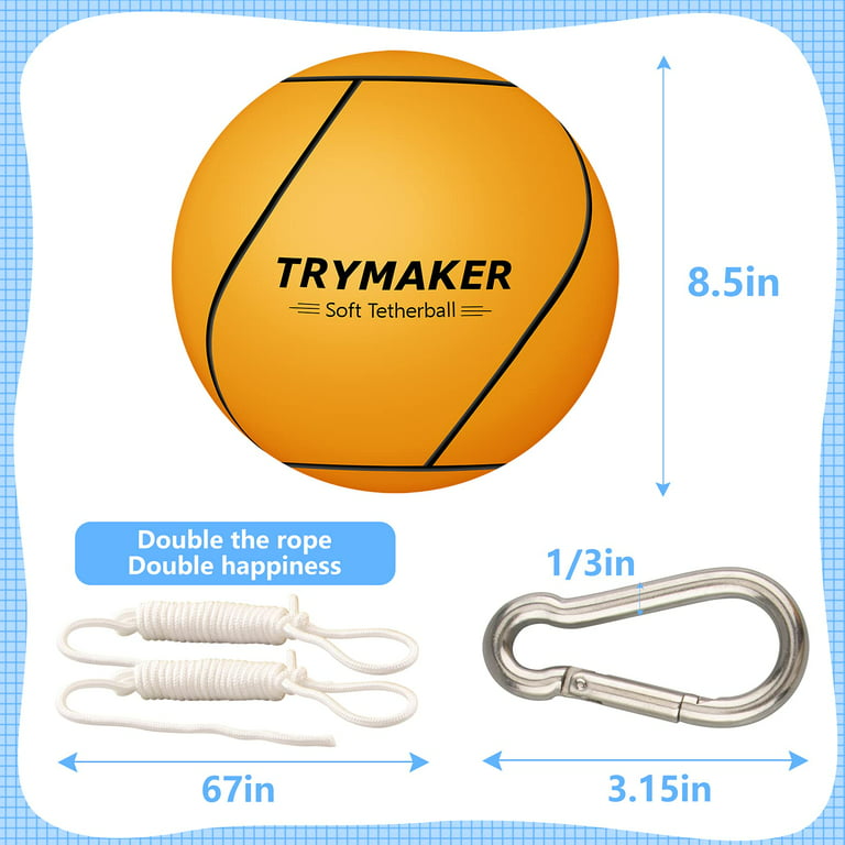 Trymaker Tetherball, Tether Balls and Rope Set for Kids,Replacement  Tetherball for Adults Backyard Outdoors 