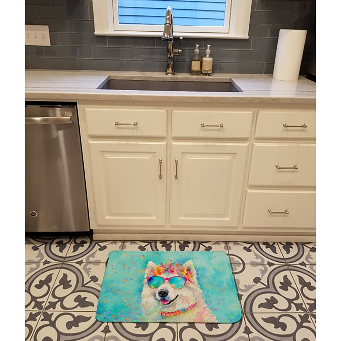 Samoyed Hippie Dawg Memory Foam Kitchen Mat
