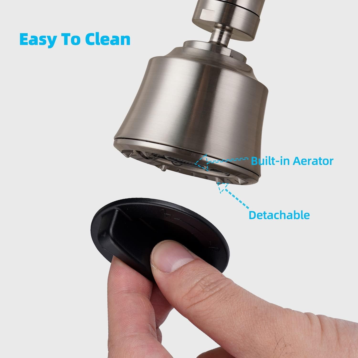 Kitchen Sink Faucet Head, Swivel 360 Degree Faucet Sprayer Head with 4 Spray Modes, Big Angle Faucet Aerator Adapter Fits Female 55/64“ Male 15/16" for Bathroom/Kitchen/Rvs, Brushed Nickel