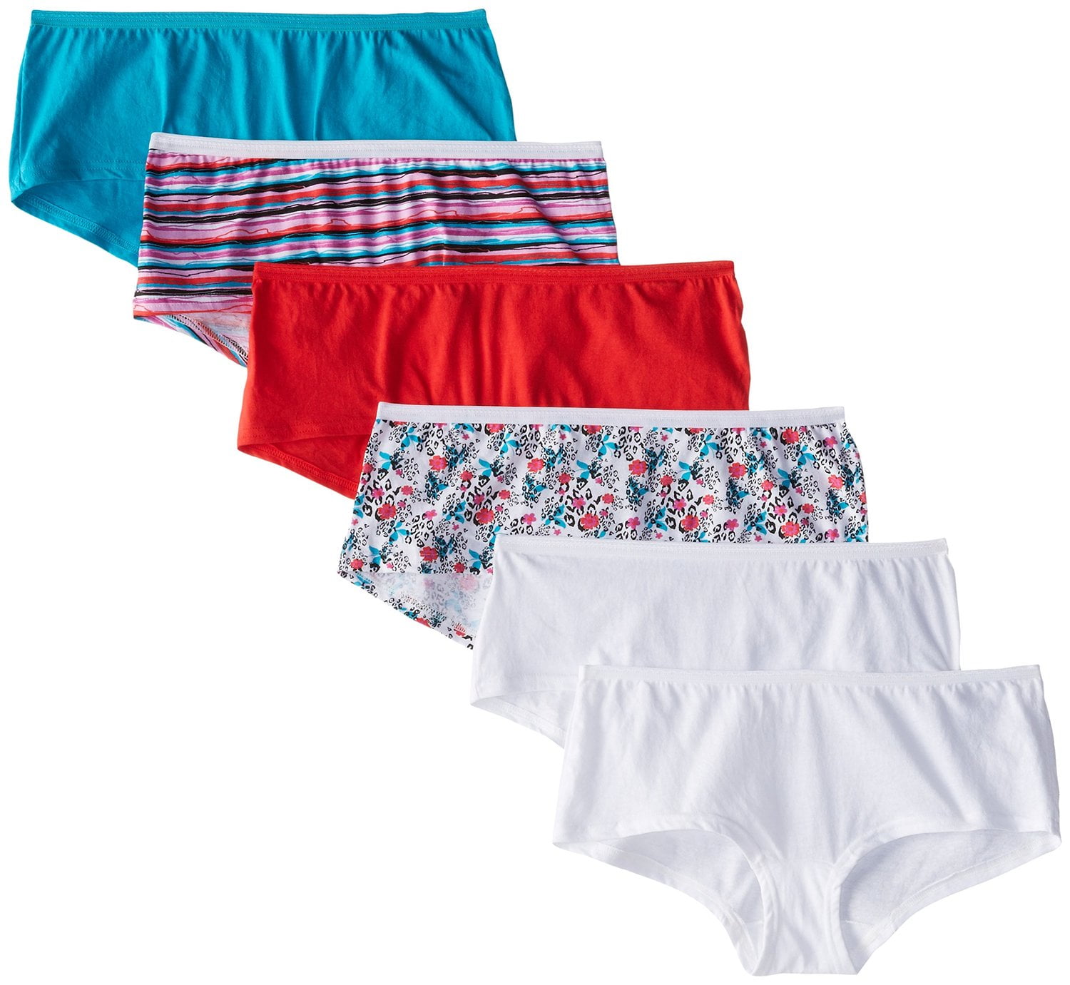Fruit of the Loom Women`s 6pk Assorted Cotton Boy Shorts, 8, Assorted