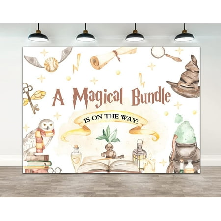 Image of Ticuenicoa 7×5ft Magical Wizard Backdrop for Boys Girls A Magical Bundle is On The Way Happy Birthday Baby Party