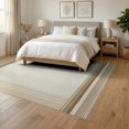thumbnail image 3 of ODIKA 6'x9' Washable Area Rug Easy Care, Non-Shedding, Striped Border Pinstripe Large Solid Seagrass for Queen Size Bedroom Under Bed Master Suite, 3 of 7