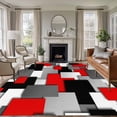 thumbnail image 3 of Modern Abstract Art 8x10 Area Rug for Living Room Sectional Sofa, Red Gray Black Rectangular Geometric Washable Non Slip Large Rectangle Area Rug, 3 of 9
