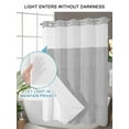 thumbnail image 4 of No Hook Cloth Fabric Shower Curtain with Snap in Liner, Grey Burlap Texture Waterproof Shower Curtains Set with See Through Top Window, Farmhouse Vintage Gray Bath Curtains Shower 54"x78", 4 of 6