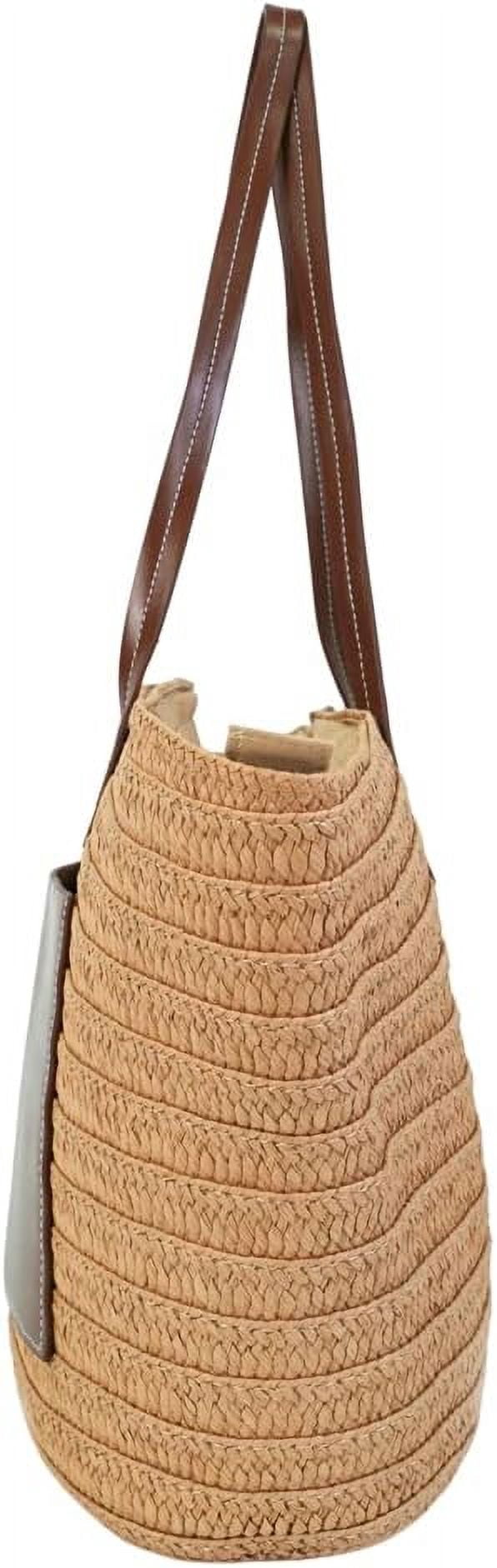 CoCoMangos Straw Bag for Women Woven Beach Structured Tote Handmade Crochet Carteras De Mujer Summer Shoulder Bohemian Pom Travel