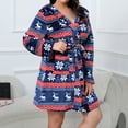 thumbnail image 6 of Short Flannel Robe for Women Christmas Plus Size Bathrobe Fashion Kimono Fleece Plush Cozy Terry Cloth Robes, Navy, XXL, 6 of 7