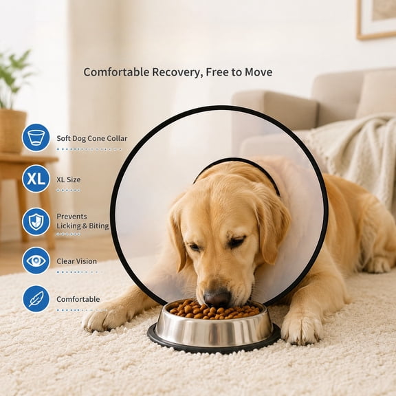 PLERISE Soft Dog Cone Collar Set with 3 Sizes (S/M/L) and XL Single, Adjustable E-Collar to Stop Licking for Dogs After Surgery