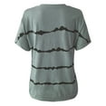 thumbnail image 3 of Ichuanyi Women Fashion Plus Size Tops Zipper Stripe Print V-Neck Short Sleeve Casual T-shirt Blouse, 3 of 5