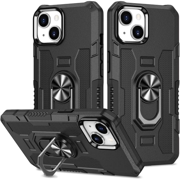 HCTian Case for iPhone 14 Case 6.1", 14 Case, Heavy Duty Kickstand Holder Built-in Magnetic Car Mount Shockproof Camera Protective Phone Cover for iPhone 14