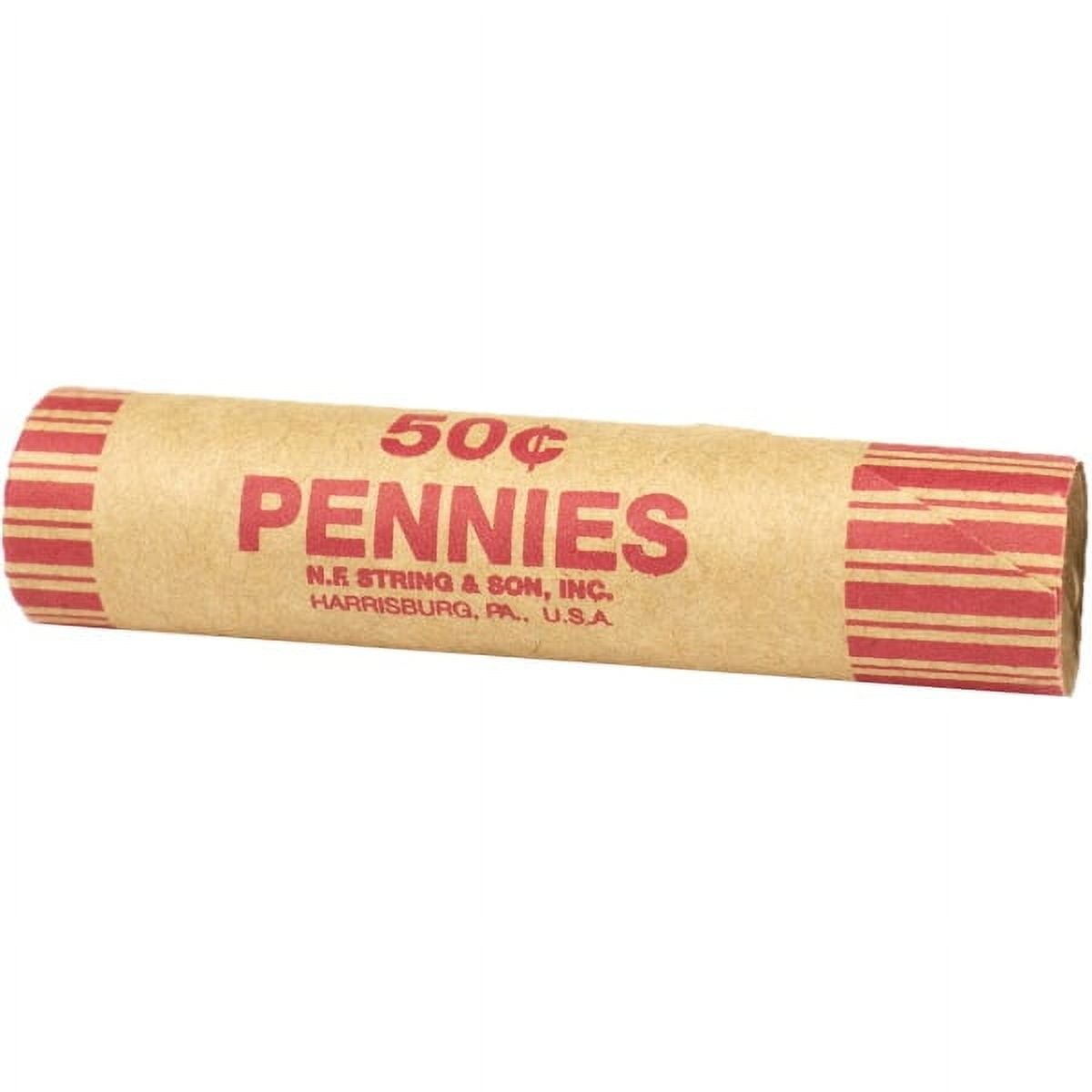 CONTROLTEK 50¢ Penny Crimped-End Coin Wrapper Kraft/Red 1000/Carton (560051)