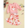 thumbnail image 3 of LMLYSoH Toddler Girl Fall Outfits Santa Flower/Letter Print Crew Neck Sweatshirts Flare Pants 2Pcs Christmas Clothes Set, 3 of 9
