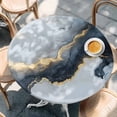 thumbnail image 3 of Abstract Marble Texture Round Fitted Table Cover Grey Black Gradient Gold Crack Art Waterproof Table Cloth with Elastic Edge Wipeable Tablecloth for Picnic Camping Party Fits 36"-44" Diameter, 3 of 8