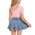 thumbnail image 6 of Amidoa Girls 2 Piece Outfits Summer Clothes Tank Top Cotton Short Sleeve Solid Color T-Shirt and Casual Shorts Kids Clothing Sets Pink Size 8, 6 of 9