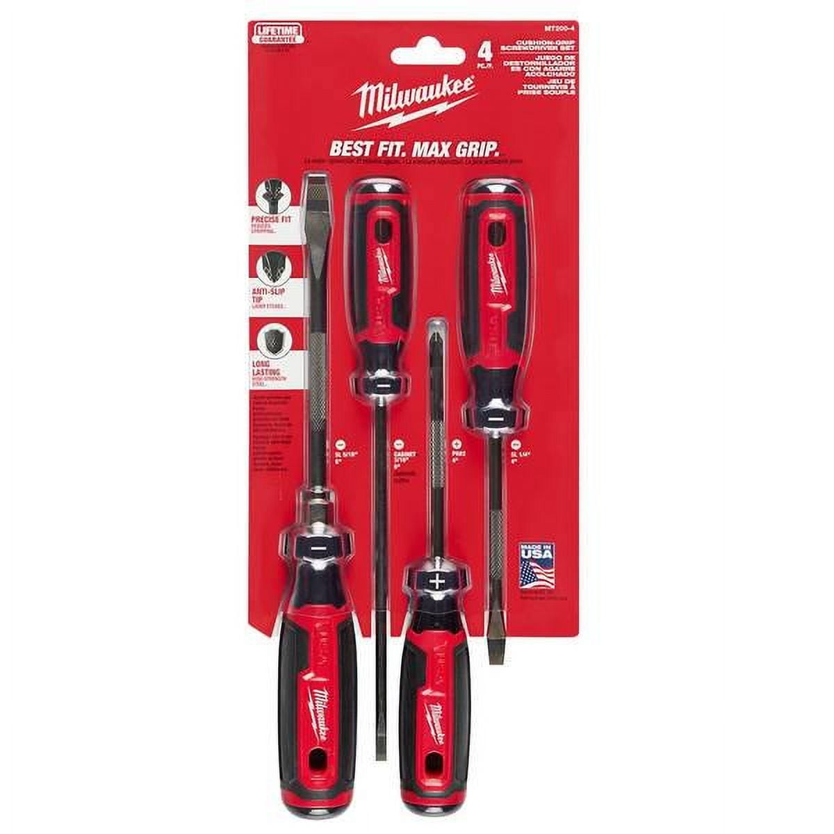 Milwaukee Tool 4PC Cushion Grip Screwdriver Set (USA)