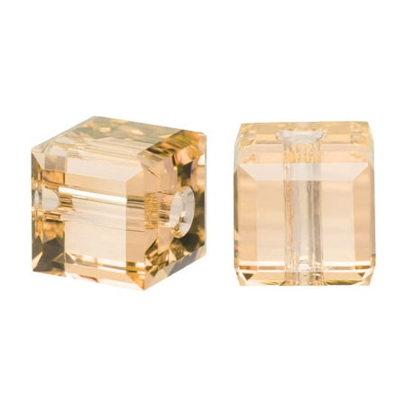 - Swarovski Crystal, #5601 Cube Beads 6mm, 4 Pieces, Crystal Golden Shadow