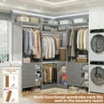 thumbnail image 6 of Homieasy 61'' - 92.6'' W Closet System with Wooden Drawers and Hanging Rods, Gray, 6 of 8