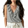 thumbnail image 2 of SwiftWear Women's Summer Ruffle V Neck Tank Top Cotton Linen Blend Cami Sleeveless Cute Top for Casual Everyday Wear​, 2 of 6
