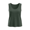 thumbnail image 7 of ClodeEU Women's Waffle Knit Crewneck Sleeveless Tank Top ,Solid Color Casual Cami Army Green,Women's Plus L, 7 of 7
