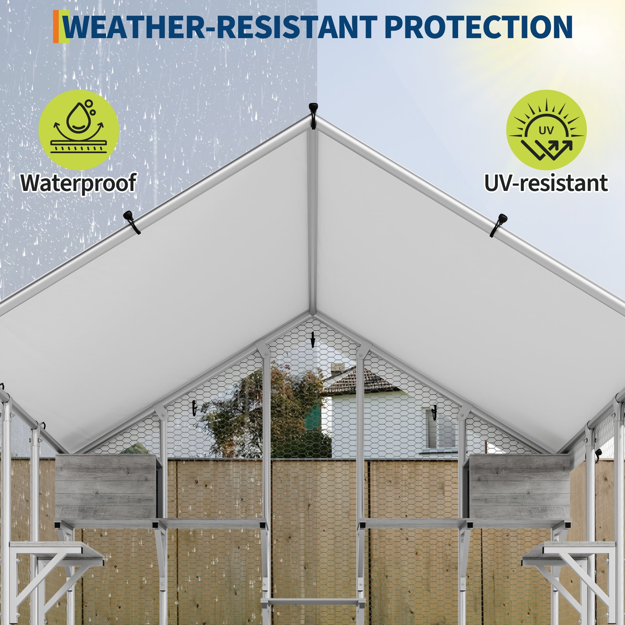 94.5" Large Outdoor Cat Enclosure (Catio) – Walk-In Design with 7 Platforms & 2 Condos
