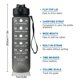 thumbnail image 2 of 1L Motivational Water Bottle with Straw and Time Marker Leakproof Flip Top Sports Bottle for Fitness Gym Workout Running Cycle, 2 of 5