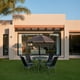 thumbnail image 4 of Ilios Innova | Comedor de Exterior Jardín 6 Piezas Mesa Vidrio Templado 4 Sillas Plegables Textileno y Sombrilla Resistente Set Muebles Color Negro, 4 of 9