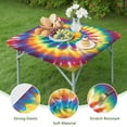 thumbnail image 4 of Colorful Rainbow Tie Dye Spiral Pattern Square Fitted Tablecloth with Elastic Edge,Square Table Cover,Washable Elastic Table Cover for Home Kitchen Party Decor 34"x34", 4 of 6