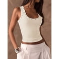 thumbnail image 5 of Women's Studded Ribbed Knit Tank Top Square Neck Sleeveless Fitted Y2K Going Out Crop Tops Color S, 5 of 10