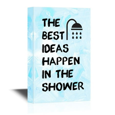wall26 Bathroom Canvas Wall Art - The Best Ideas Happen in the Shower - Gallery Wrap Modern Home Decor | Ready to Hang - 12x18 (Best Backing Material For Shower Walls)