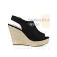 thumbnail image 3 of BLISSFUL STEP Women's Fashion Espadrille High Heel Open Toe Sandals Black 6, 3 of 6