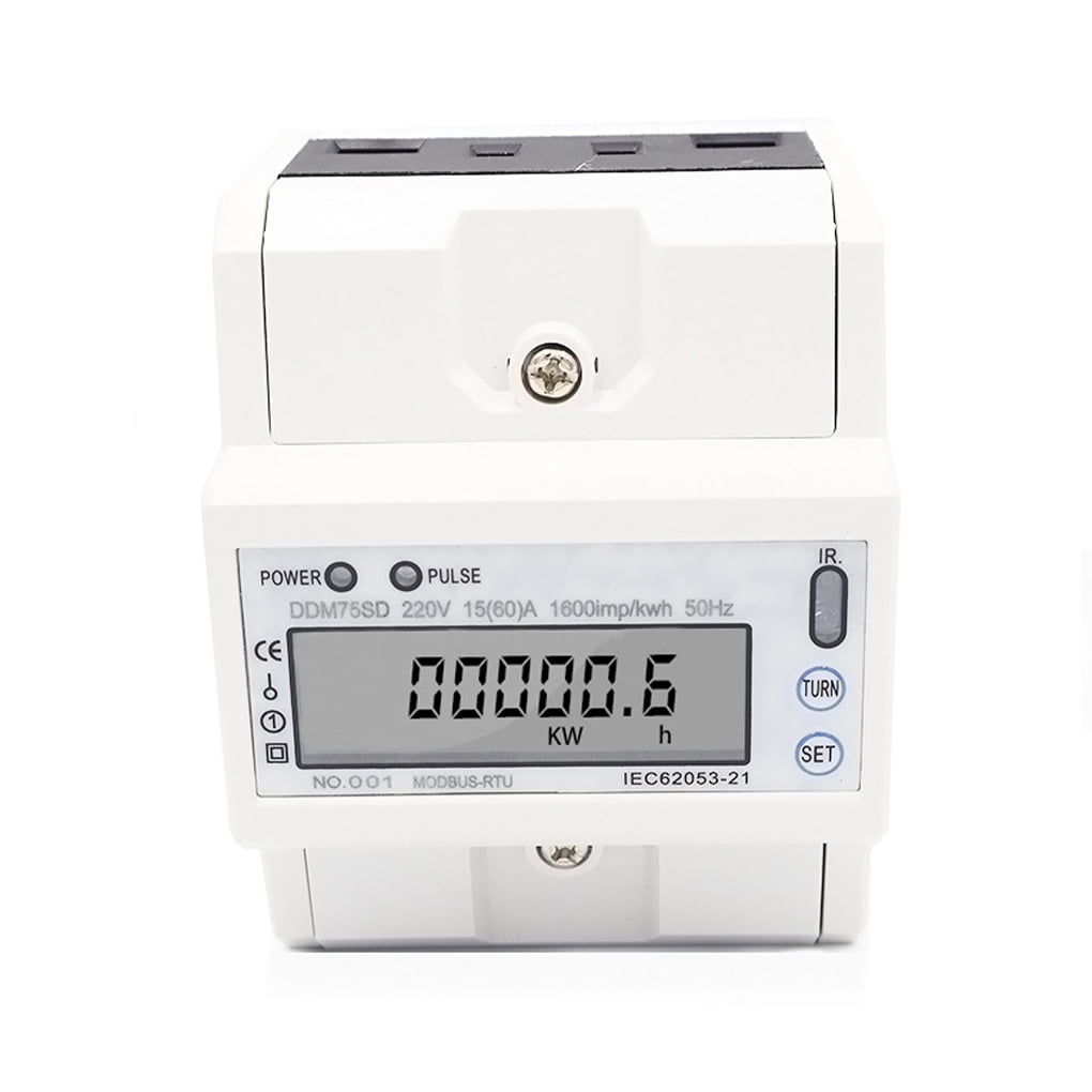 Strip off Miscellaneous goods tell me Toma Single Phase 2 Wire Electric Meter Gauge Portable Double LED 15-60A  Remote Checking School Office Building DIN Rail Watt Meter - Walmart.com