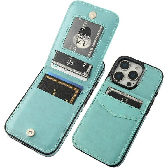 MYKOMI Compatible with iPhone 16 Pro Case Wallet with Credit Card Holder, Flip Premium Leather Magnetic Clasp Kickstand Heavy Duty Protective Cover for iPhone 16 Pro 6.3 Inch