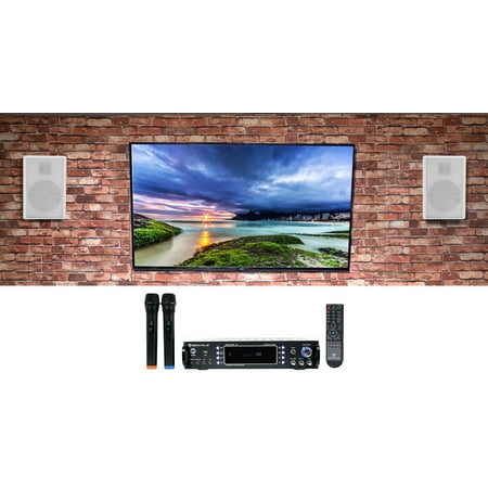 Rockville RPA70WBT Bluetooth Home Karaoke Machine System+2) 5.25" White Speakers