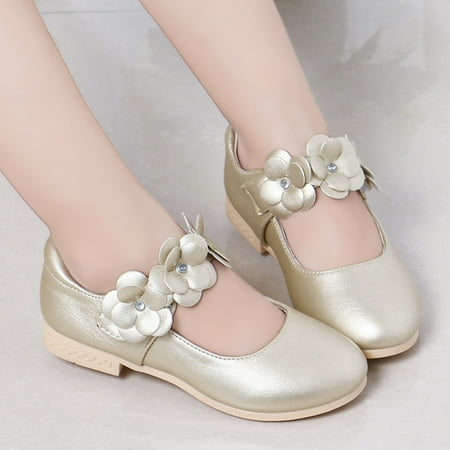 

kpoplk Shoes For Toddler Girls Children Shoes White Leather Shoes Bowknot Girls Princess First Walking Shoes For Baby Girl(Gold)