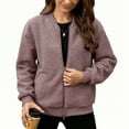 thumbnail image 7 of GrmtClth Fleece Jacket Women Casual Zip Up Fleece Sherpa Bomber Jacket Soft Comfy Long Sleeve Thermal Autumn Winter Coats Light Purple S, 7 of 7