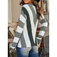 thumbnail image 6 of Aleumdr Women's Dark Gray Sweater Tops Stripe Knit V Neck Long Sleeve Jumper Tops M, 6 of 9