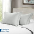 thumbnail image 3 of 600 Thread Count Egyptian Cotton 2-Piece Pillow Sham Set with Flanged Border, Euro Size (Non-Standard) (26" x 26") Silver Grey Stripe, 3 of 4