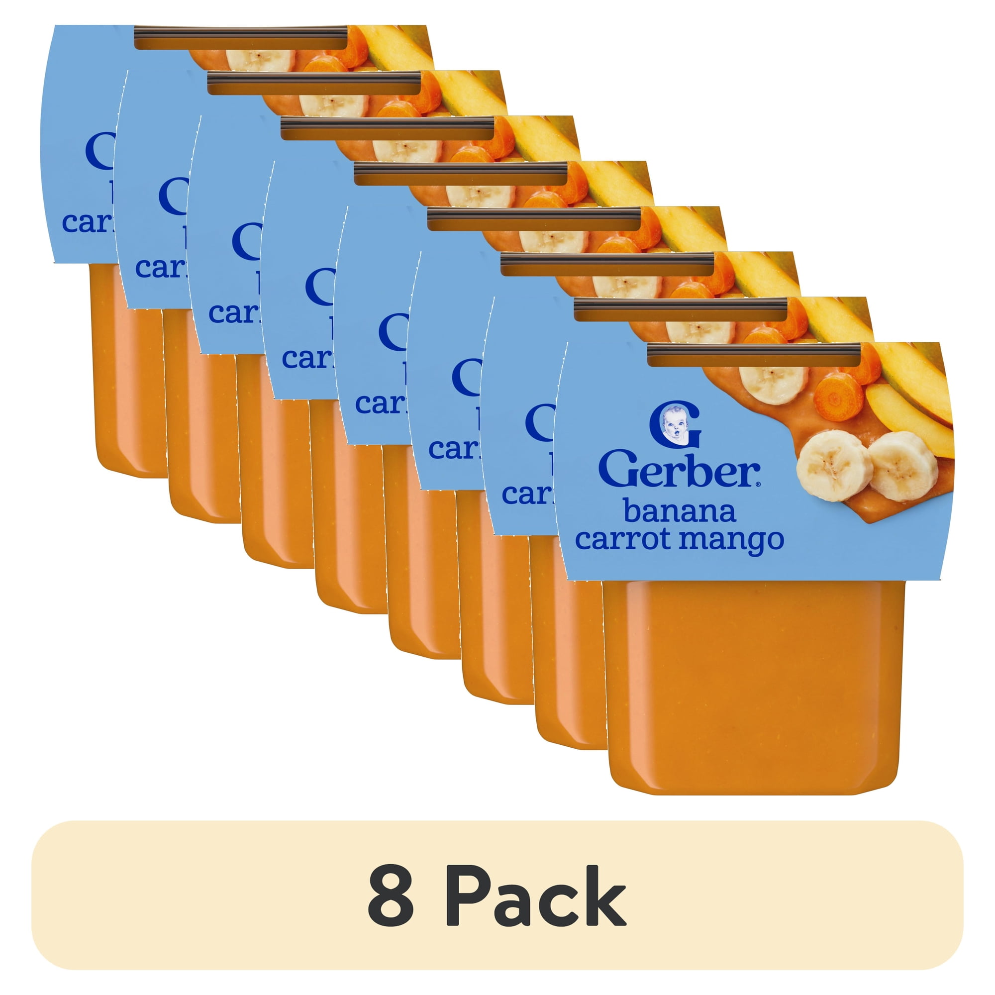 (8 pack) Gerber Stage 2 Baby Food, Banana Carrot Mango Puree Tubs, Baby Puree, 2PK 8 oz
