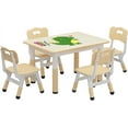 thumbnail image 4 of Historyli Table and Chair Set for Ages 2-10,Height Adjustable Toddler Table and 4 Chairs Set ,Graffiti Desktop,Non-Slip Legs,Children Activity Table for Daycare Classroom Home,Wood color, 4 of 8