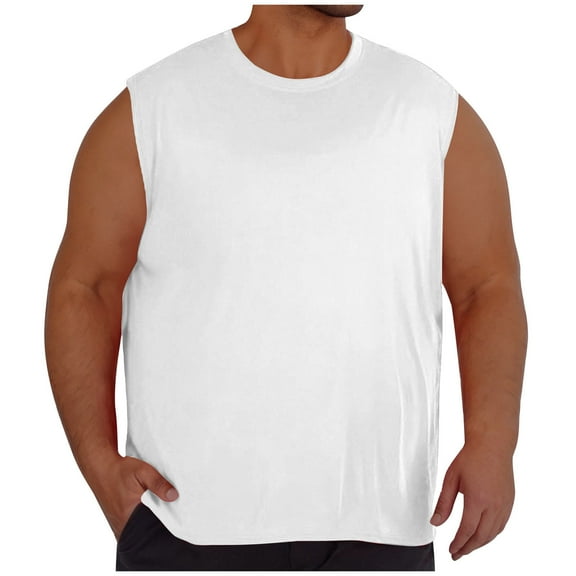 asjyhkr Plus Size Mens Tank Tops Sleeveless Shirts Loose Cotton Mesh Breathable Workout Gym Tees L-5XL