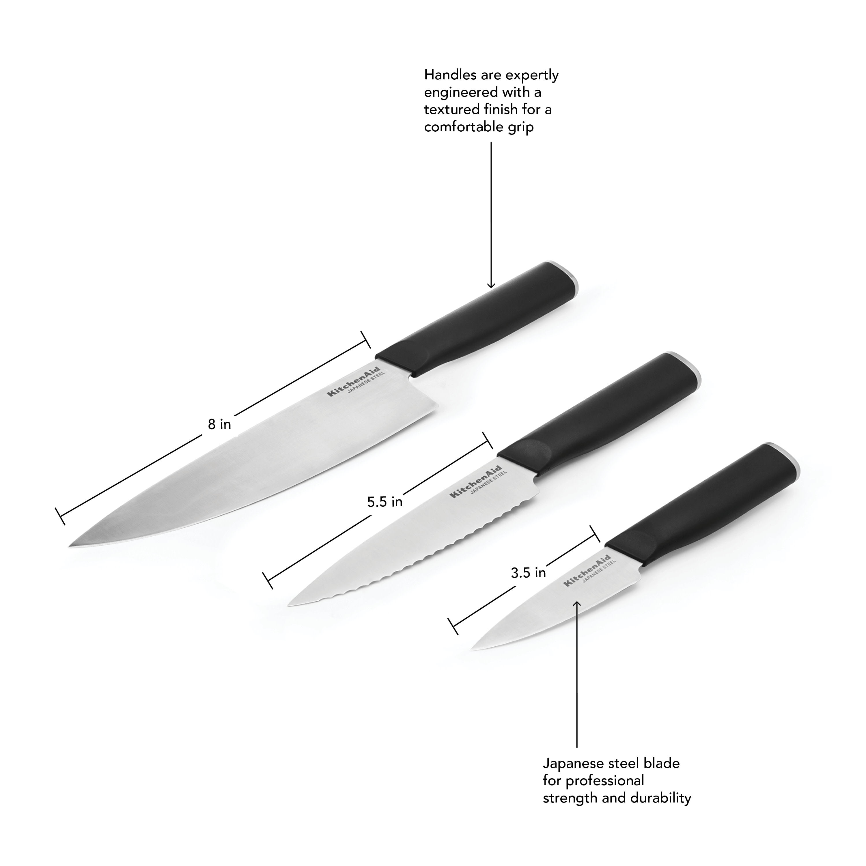 KitchenAid KE3PTHEOHOBA Classic 3-Pc. Chef Knife Set with Sheaths