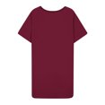 thumbnail image 5 of CFLVAEK Plus Size Dresses for Women Loose Fit Crewneck Short Sleeve T Shirt Dress Solid Color Beach Vacation Mini Dress Red XXXL, 5 of 6