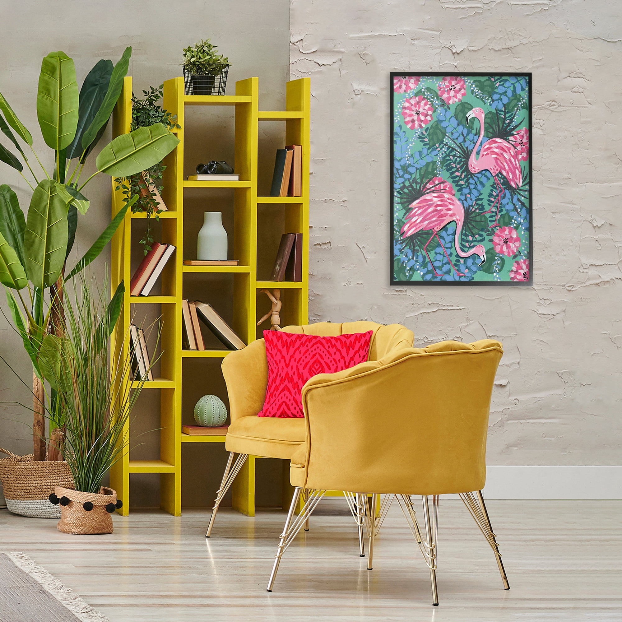 Stupell Industries Maximalist Flamingos Pattern Animals & Insects Painting Black Framed Art Print Wall Art, 20 x 30