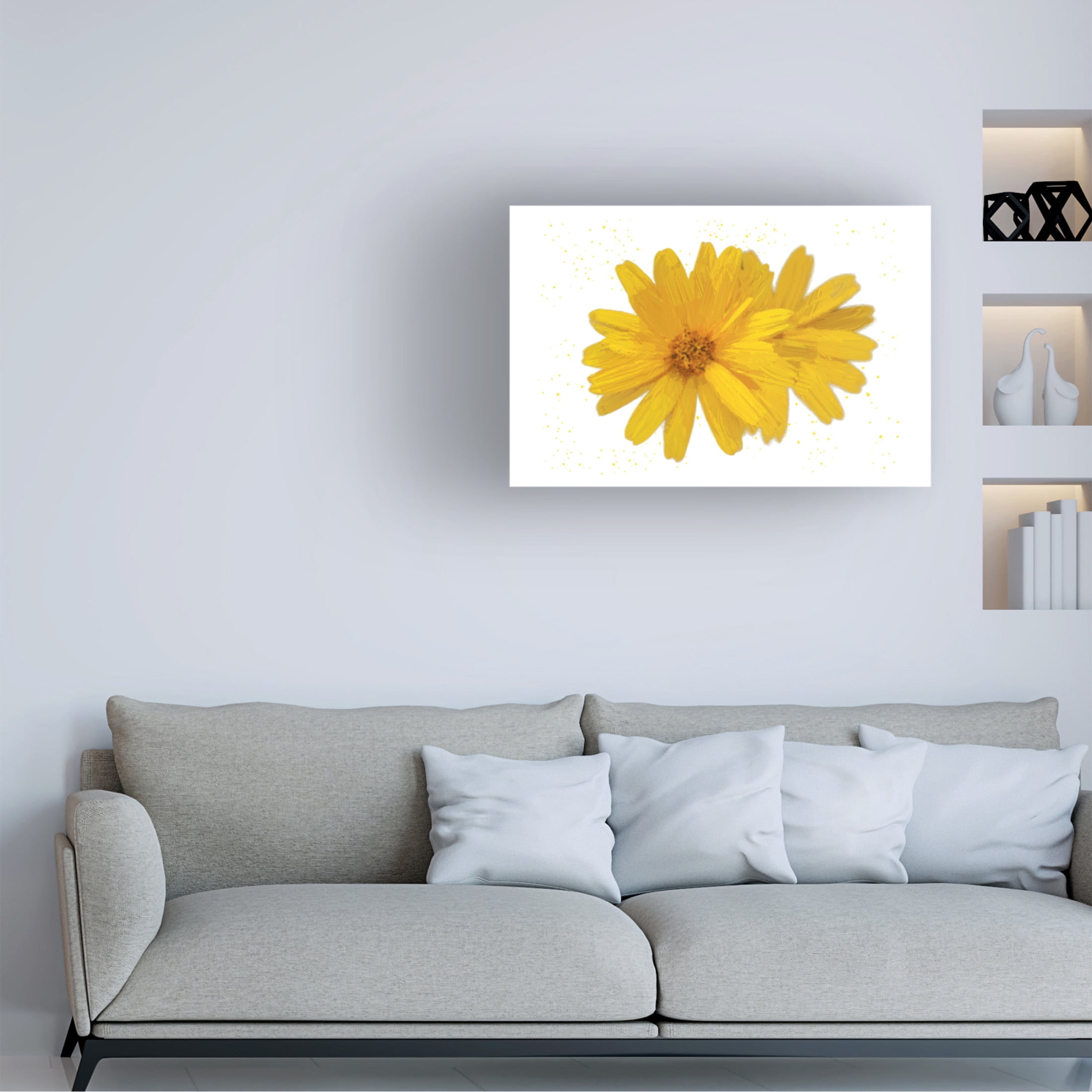 Canvas Wall Art - Jeff Pica 'Yellow Asters' Wall Art for Living Room, Bedroom, or Office Décor by Trademark Fine Art - 24 x 16 Inches