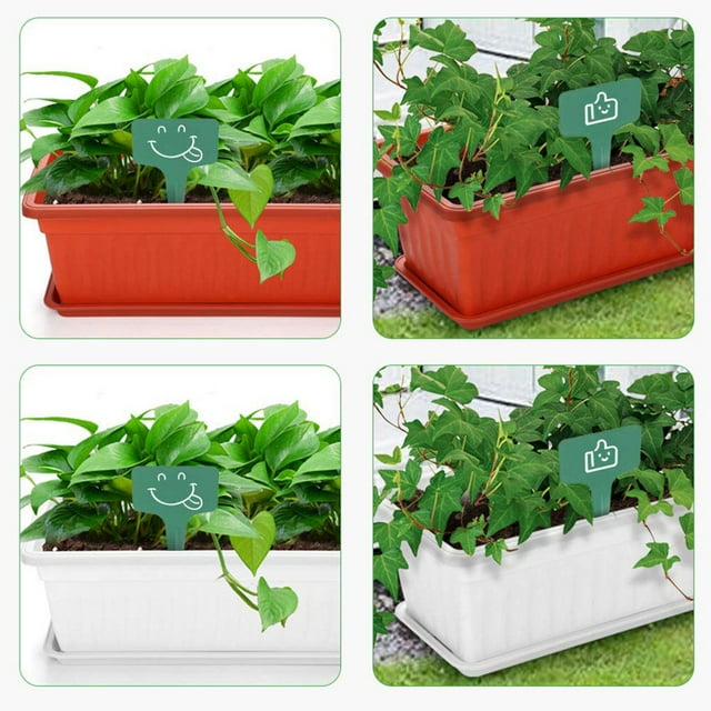 3pcs Resin Rectangular Planting Pot Drainage Hole Vegetable Flower Planter Home Garden Plant Tray Red 50x21x14cm