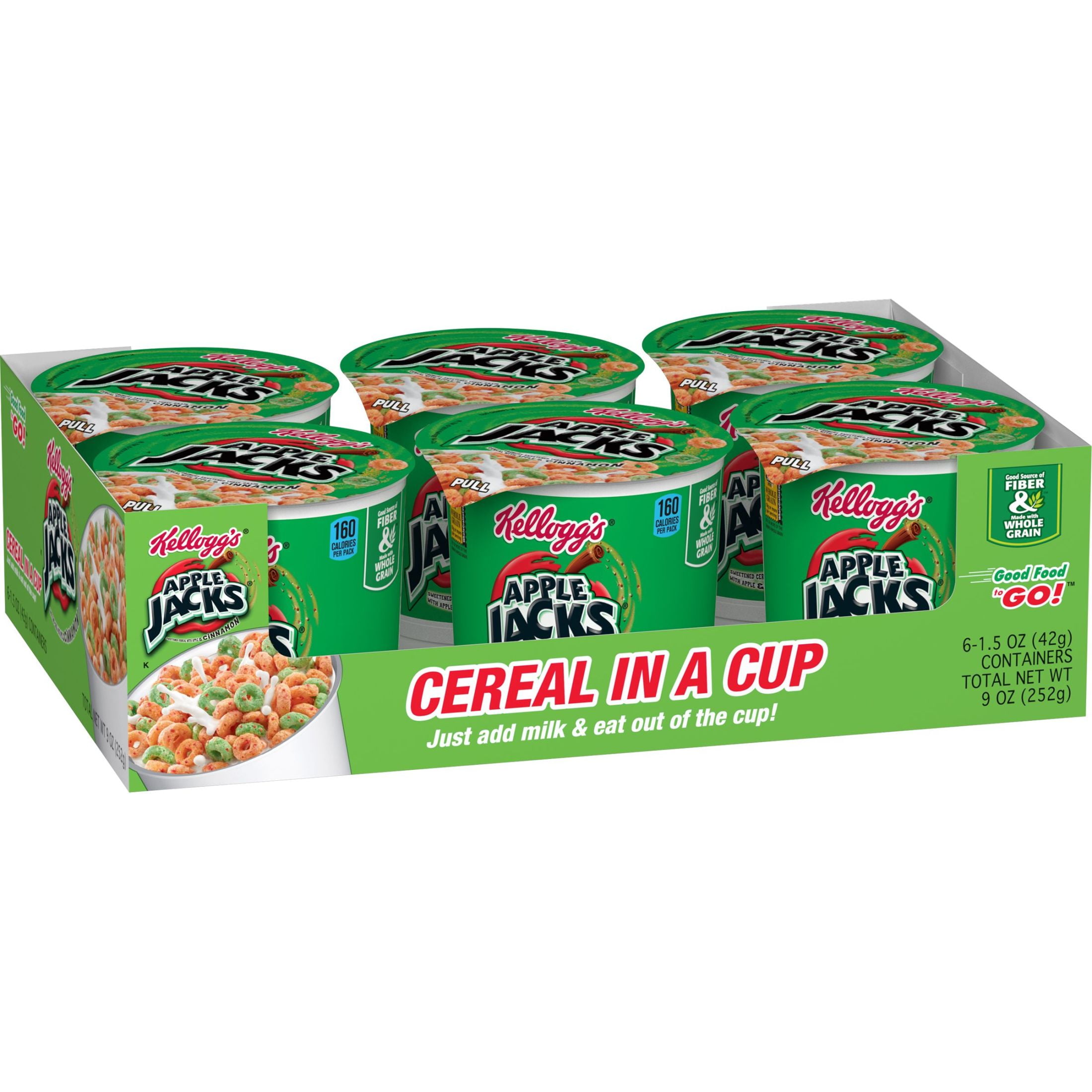 Kellogg's Apple Jacks Breakfast Cereal Cups, Original, 12 Ct, 1.5 Oz